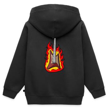 Coole brennende Gitarre - Kinder Premium Organic Zip Hoodie - Schwarz - Hinten - AI Model Kid Male (0cm)