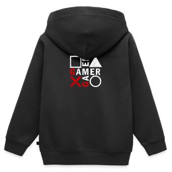 Console de boutons de jeu pour joueurs - Sweat Premium à capuche zippé enfant bio - noir - Dos - AI Model Kid Male (0cm)