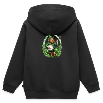 Leprechaun Banjo Player I Irish Music I St. - Kinder Premium Organic Zip Hoodie - Schwarz - Hinten - AI Model Kid Male (0cm)