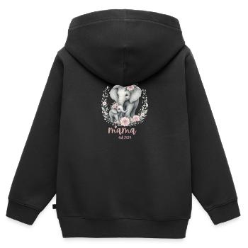 Mama 2024 Elephant Floral Wreath Celebration - Kinder Premium Organic Zip Hoodie - Schwarz - Hinten - AI Model Kid Male (0cm)
