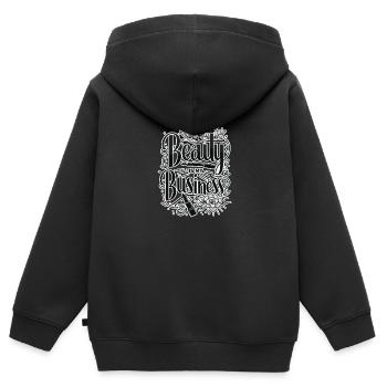 Schönheit ist mein Geschäft - Kinder Premium Organic Zip Hoodie - Schwarz - Hinten - AI Model Kid Male (0cm)