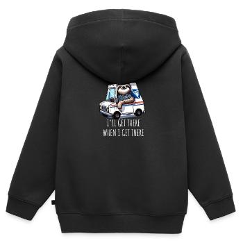 Ich werde es schaffen, wenn ich es schaffe - Kinder Premium Organic Zip Hoodie - Schwarz - Hinten - AI Model Kid Male (0cm)