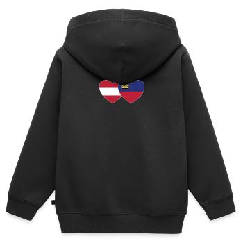 Austria Liechtenstein Flag Heart - Kids Premium Organic Zip-up Hoodie - black - Back - AI Model Kid Male (0cm)