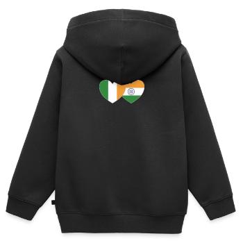Irlande Inde Flag Heart - Sweat Premium à capuche zippé enfant bio - noir - Dos - AI Model Kid Male (0cm)