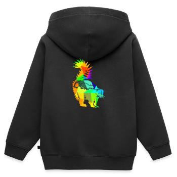 Skunk arc-en-ciel animaux polygone - Sweat Premium à capuche zippé enfant bio - noir - Dos - AI Model Kid Male (0cm)