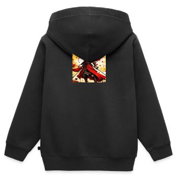 Krieger der Flammenklinge - Kinder Premium Organic Zip Hoodie - Schwarz - Hinten - AI Model Kid Male (0cm)