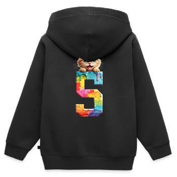 5 JAHRE KATZE 5. GEBURTSTAG - Kinder Premium Organic Zip Hoodie - Schwarz - Hinten - AI Model Kid Male (0cm)