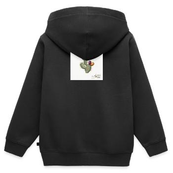 Illustration de cactus avec des fruits colorés - Sweat Premium à capuche zippé enfant bio - noir - Dos - AI Model Kid Male (0cm)