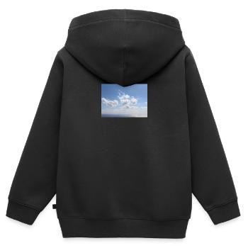 Impressionnant modèle de nuages de ciel bleu - Vacances d’été - Sweat Premium à capuche zippé enfant bio - noir - Dos - AI Model Kid Male (0cm)