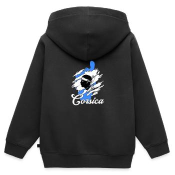 Île de Corse - Sweat Premium à capuche zippé enfant bio - noir - Dos - AI Model Kid Male (0cm)