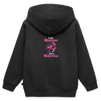 Motocross Motorradfahrerin Bikerin Motorrad - Kinder Premium Organic Zip Hoodie - Schwarz - Hinten - AI Model Kid Male (0cm)