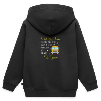 Schulbusfahrer Schulbus - Kinder Premium Organic Zip Hoodie - Schwarz - Hinten - AI Model Kid Male (0cm)