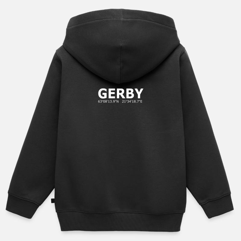 Gerby Vaasa Vasa coordonnées blanches - Sweat Premium à capuche zippé enfant bio - noir
