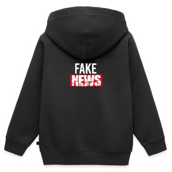 fausses nouvelles - Sweat Premium à capuche zippé enfant bio - noir - Dos - AI Model Kid Male (0cm)