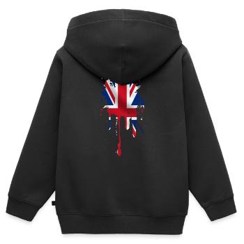 union jack - Sweat Premium à capuche zippé enfant bio - noir - Dos - AI Model Kid Male (0cm)