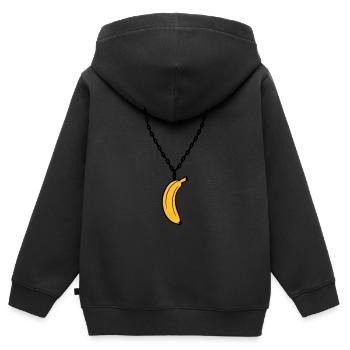 banane halskette schmuck lustig obst design clipar - Kinder Premium Organic Zip Hoodie - Schwarz - Hinten - AI Model Kid Male (0cm)