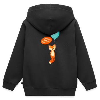 Einschulung, Tschüss Kindergarten, Fuchs Ballon - Kinder Premium Organic Zip Hoodie - Schwarz - Hinten - AI Model Kid Male (0cm)