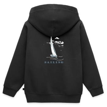 Voilier,Mer,cadeau,cool,trend - Sweat Premium à capuche zippé enfant bio - noir - Dos - AI Model Kid Male (0cm)