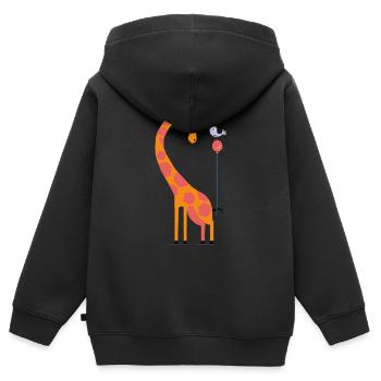 Giraffe & Vogel auf einem Ballon Shirt - Kinder Premium Organic Zip Hoodie - Schwarz - Hinten - AI Model Kid Male (0cm)
