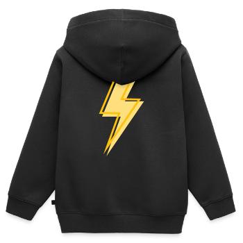 Eclair jaune - Sweat Premium à capuche zippé enfant bio - noir - Dos - AI Model Kid Male (0cm)
