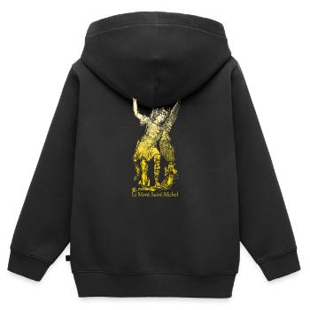 Mont-Saint-Michel - Sweat Premium à capuche zippé enfant bio - noir - Dos - AI Model Kid Male (0cm)