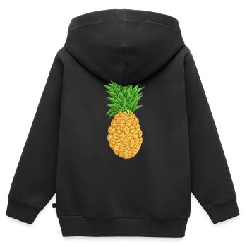 Ananas - Sweat Premium à capuche zippé enfant bio - noir - Dos - AI Model Kid Male (0cm)
