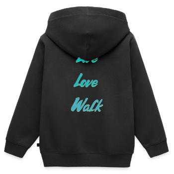 Live Love Walk - Kinder Premium Organic Zip Hoodie - Schwarz - Hinten - AI Model Kid Male (0cm)