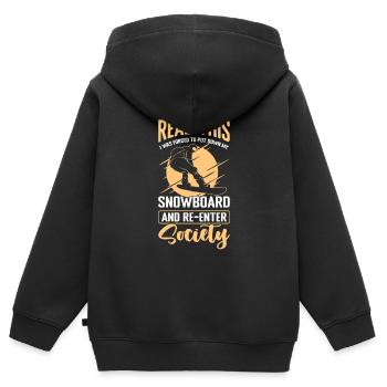 Snowboard Sport Vacances d’hiver - Sweat Premium à capuche zippé enfant bio - noir - Dos - AI Model Kid Male (0cm)
