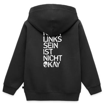 Nicht links sein ist nicht okay - Kinder Premium Organic Zip Hoodie - Schwarz - Hinten - AI Model Kid Male (0cm)