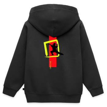 Qigong zeichen - Kinder Premium Organic Zip Hoodie - Schwarz - Hinten - AI Model Kid Male (0cm)