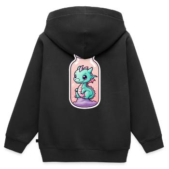 Niedlicher Drache in der Flasche 01 - Kinder Premium Organic Zip Hoodie - Schwarz - Hinten - AI Model Kid Male (0cm)