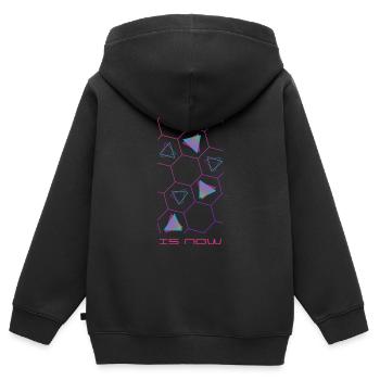L’avenir, c’est maintenant - Sweat Premium à capuche zippé enfant bio - noir - Dos - AI Model Kid Male (0cm)