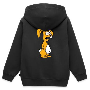 Lapin Horrifié Craintif Désespéré Confus Cool - Sweat Premium à capuche zippé enfant bio - noir - Dos - AI Model Kid Male (0cm)