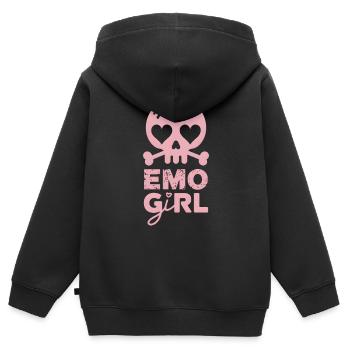 Fille emo ! - Sweat Premium à capuche zippé enfant bio - noir - Dos - AI Model Kid Male (0cm)