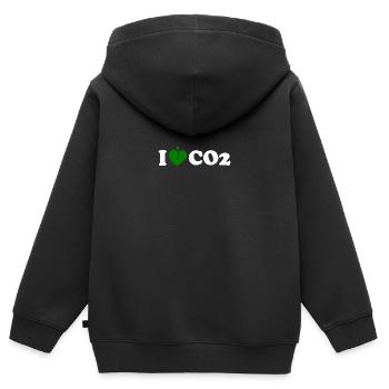 I love co2 - Sweat Premium à capuche zippé enfant bio - noir - Dos - AI Model Kid Male (0cm)