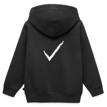 Häkchen - Kinder Premium Organic Zip Hoodie - Schwarz - Hinten - AI Model Kid Male (0cm)
