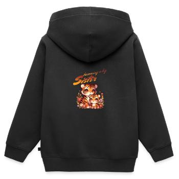 Bientôt, je serai une grande sœur mignonne tigre - Sweat Premium à capuche zippé enfant bio - noir - Dos - AI Model Kid Male (0cm)