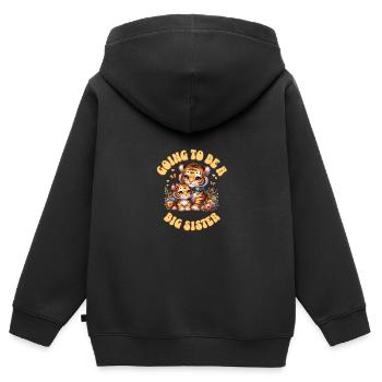 Devenez une grande sœur mignon tigre - Sweat Premium à capuche zippé enfant bio - noir - Dos - AI Model Kid Male (0cm)