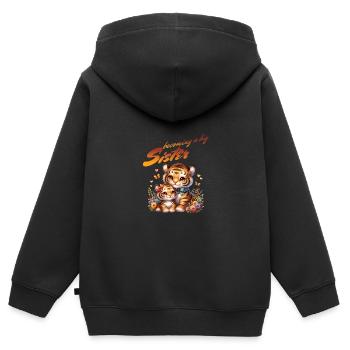 Bientôt, je serai une grande sœur mignonne tigre - Sweat Premium à capuche zippé enfant bio - noir - Dos - AI Model Kid Male (0cm)