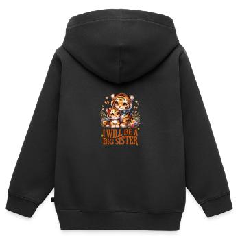 I'm going to be a big sister cute tiger - Kids Premium Organic Zip-up Hoodie - black - Back - AI Model Kid Male (0cm)
