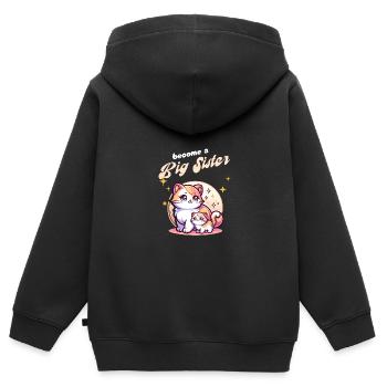 Bald werde ich eine Große Schwester süße Katzen - Kinder Premium Organic Zip Hoodie - Schwarz - Hinten - AI Model Kid Male (0cm)