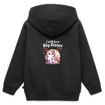 Ich werde eine große Schwester süße Katzen - Kinder Premium Organic Zip Hoodie - Schwarz - Hinten - AI Model Kid Male (0cm)