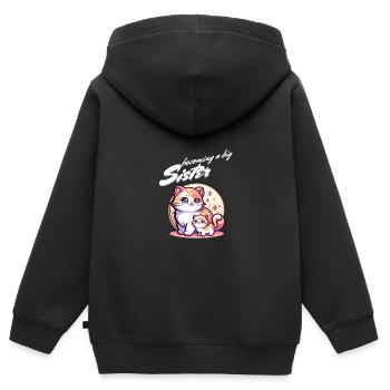 Bald werde ich eine Große Schwester süße Katzen - Kinder Premium Organic Zip Hoodie - Schwarz - Hinten - AI Model Kid Male (0cm)