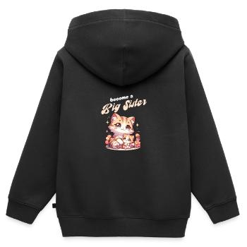 Bald werde ich eine Große Schwester süße Katzen - Kinder Premium Organic Zip Hoodie - Schwarz - Hinten - AI Model Kid Male (0cm)