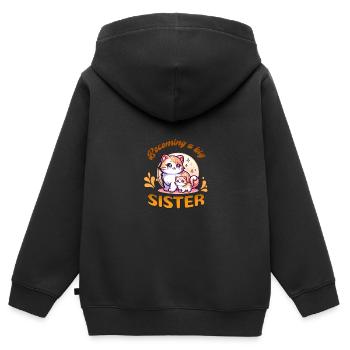 Bald werde ich eine Große Schwester süße Katzen - Kinder Premium Organic Zip Hoodie - Schwarz - Hinten - AI Model Kid Male (0cm)