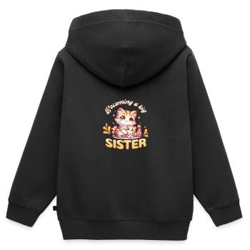 Bald werde ich eine Große Schwester süße Katzen - Kinder Premium Organic Zip Hoodie - Schwarz - Hinten - AI Model Kid Male (0cm)