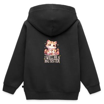 Ich werde eine große Schwester süße Katzen - Kinder Premium Organic Zip Hoodie - Schwarz - Hinten - AI Model Kid Male (0cm)
