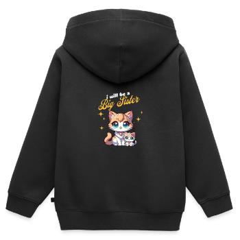 Ich werde eine große Schwester süße Katzen - Kinder Premium Organic Zip Hoodie - Schwarz - Hinten - AI Model Kid Male (0cm)