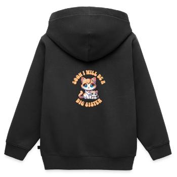 Bald werde ich eine Große Schwester sein süße - Kinder Premium Organic Zip Hoodie - Schwarz - Hinten - AI Model Kid Male (0cm)