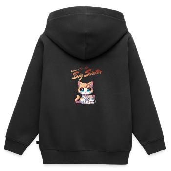 Bald werde ich eine Große Schwester sein süße - Kinder Premium Organic Zip Hoodie - Schwarz - Hinten - AI Model Kid Male (0cm)